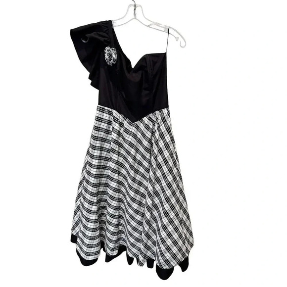 Gunne Sax By Jessica McClintock One Shoulder Gingham Dress Size 9 - Picture 3 of 10